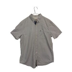 Original Penguin Button Down Shirt Mens Medium Grey Gingham Heritage Slim Fit SS